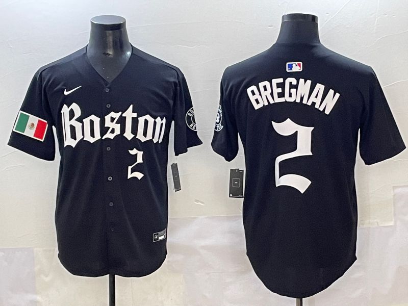 Men 2025 Boston Red Sox 2 Bregman Black Five generations Joint Name Nike MLB Jersey style 12